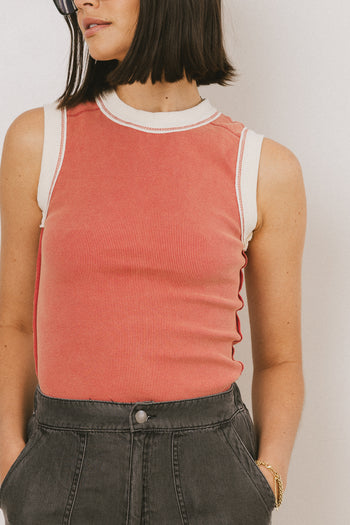 Lilah Reverse Seam Tank in Red - FINAL SALE