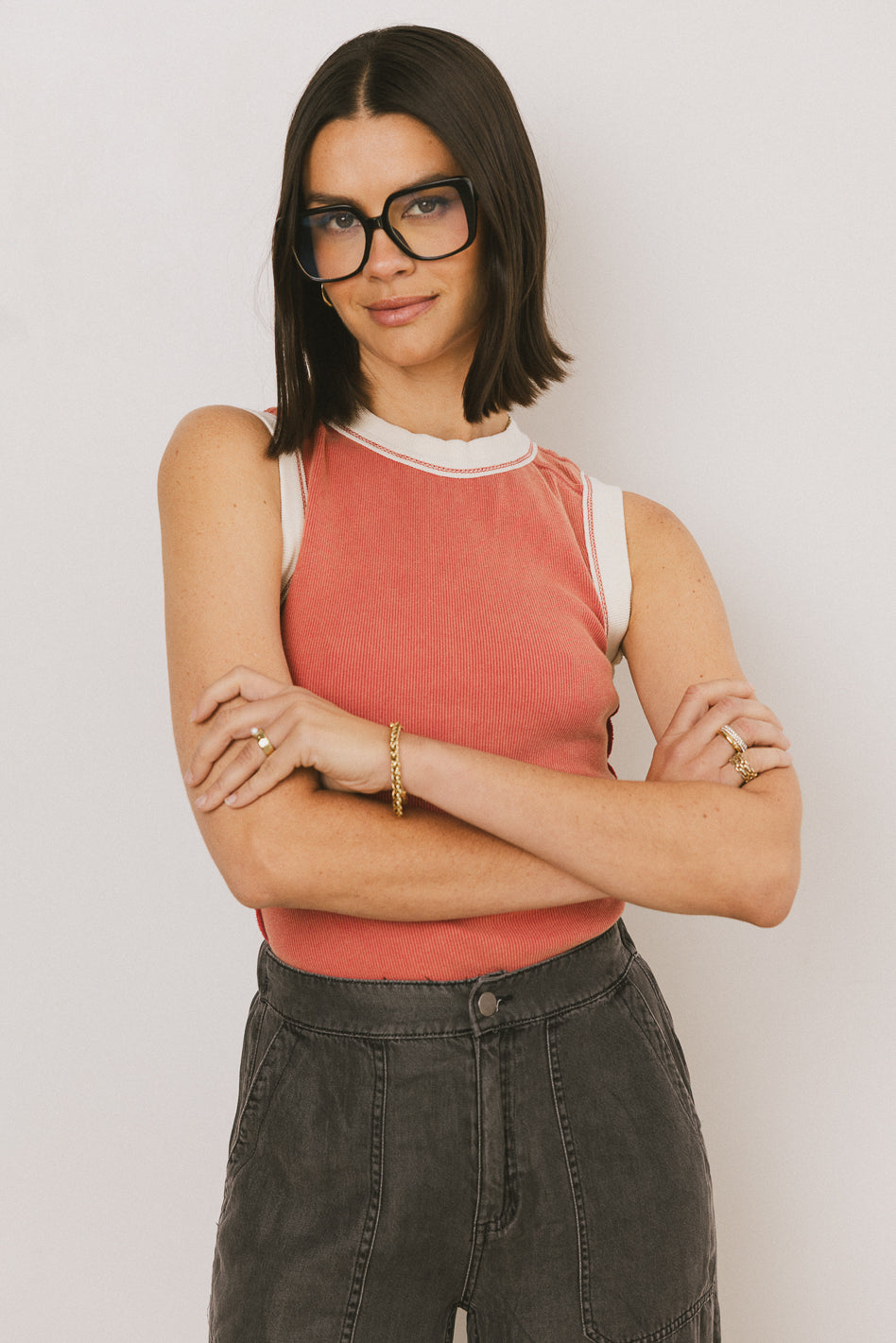 Lilah Reverse Seam Tank in Red - FINAL SALE