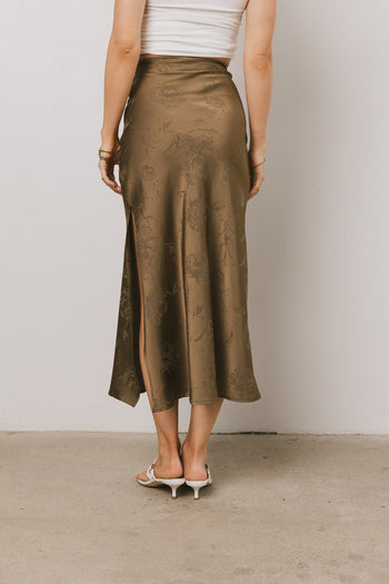 Ellie Floral Maxi Skirt in Olive - FINAL SALE