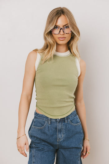 Lilah Reverse Seam Tank in Green - FINAL SALE