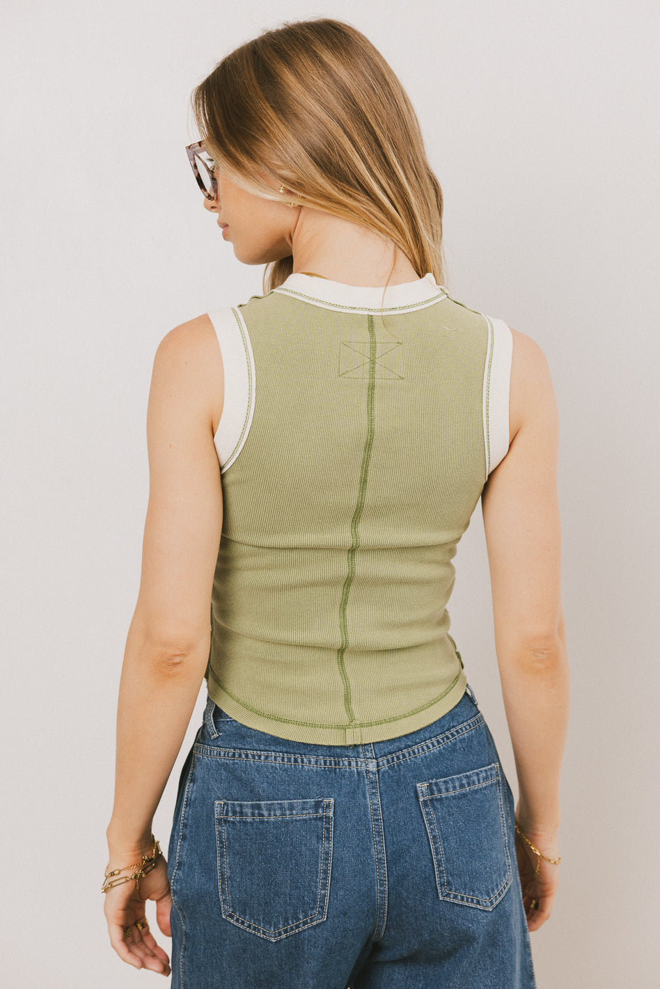 ribbed tank top in green