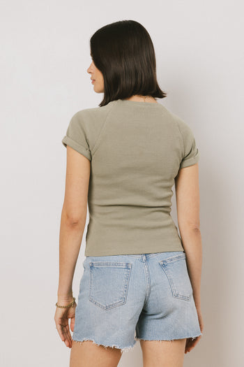 Kammie Ribbed Basic Tee in Sage - FINAL SALE