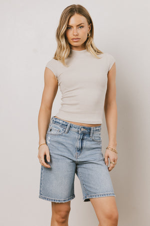 Noel Mock Neck Top in Fog - FINAL SALE
