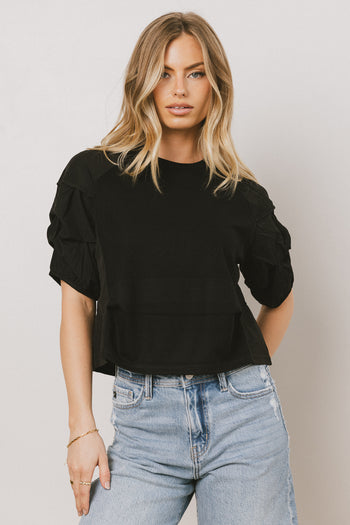 Tiered Sleeve Top in Black