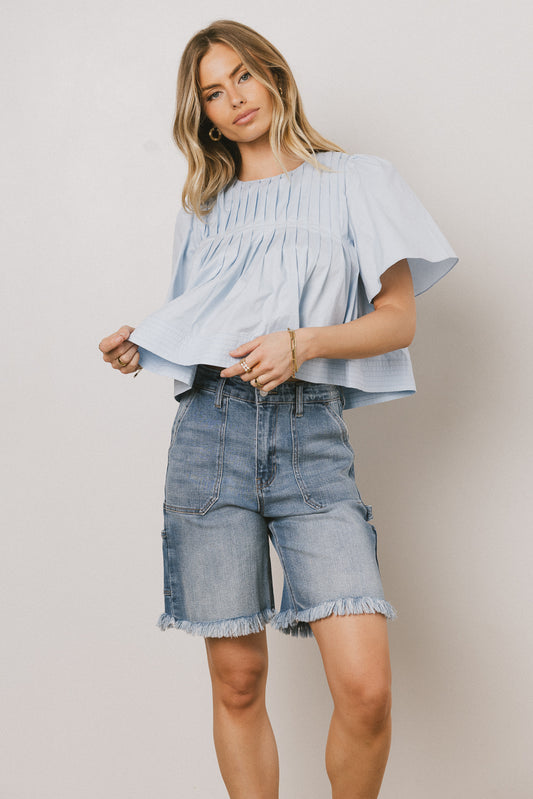 Isha Pleated Top in Blue