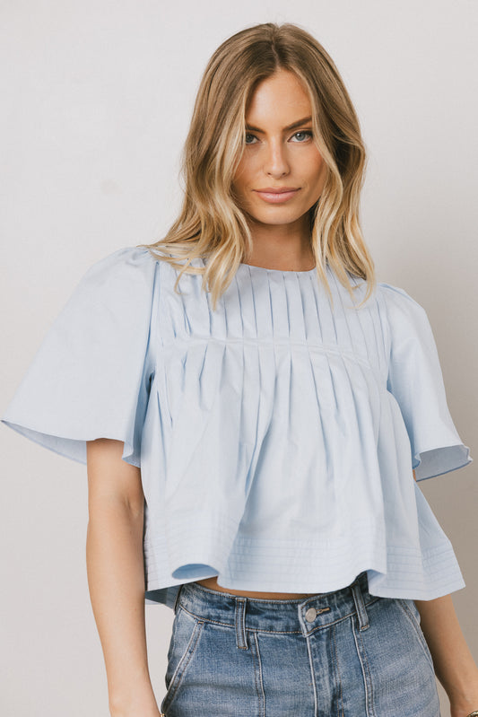 Isha Pleated Top in Blue