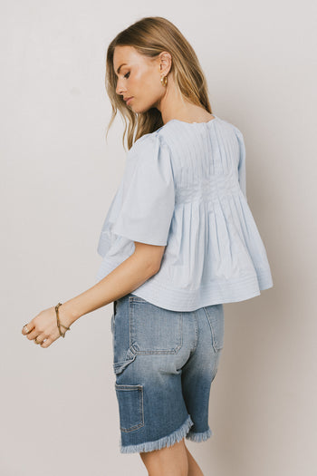 Isha Pleated Top in Blue - FINAL SALE