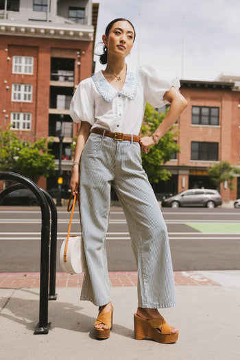 Lara Embroidered Blouse in Off White - FINAL SALE