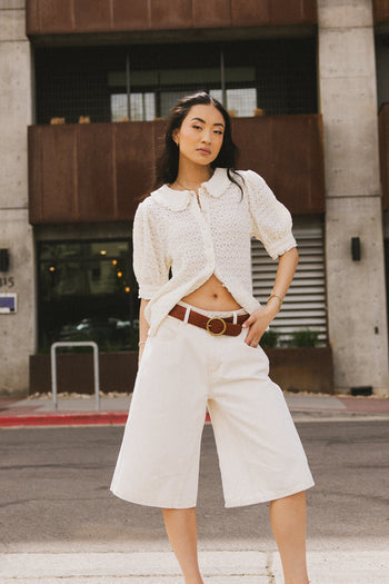 collared top in ivory