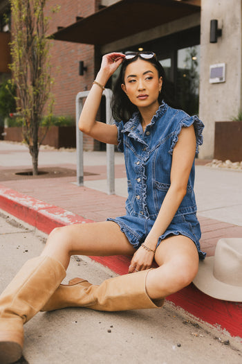 ruffle sleeve denim vest