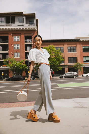 wide leg striped jeans