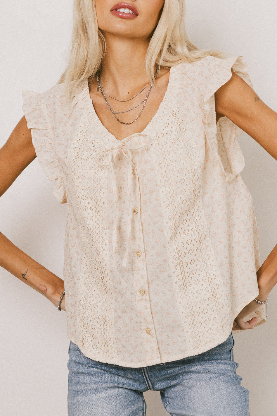 Floral Blouse in Coral