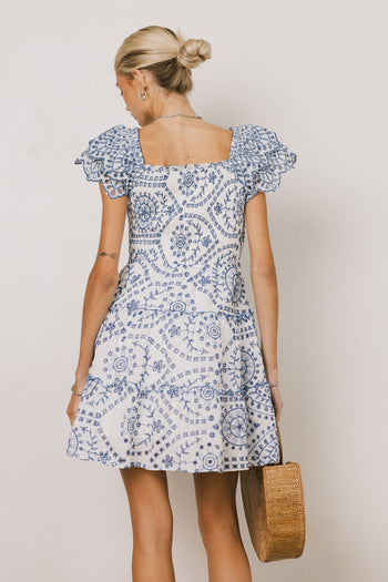 embroidered blue dress