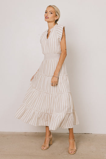Striped Maxi Dress in Taupe