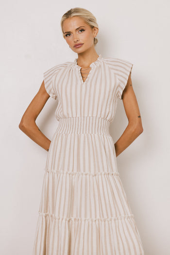 Striped Maxi Dress in Taupe