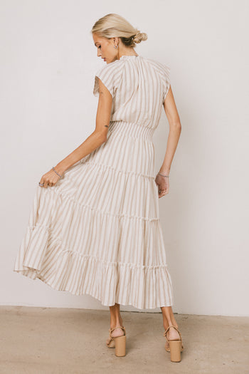 Striped Maxi Dress in Taupe