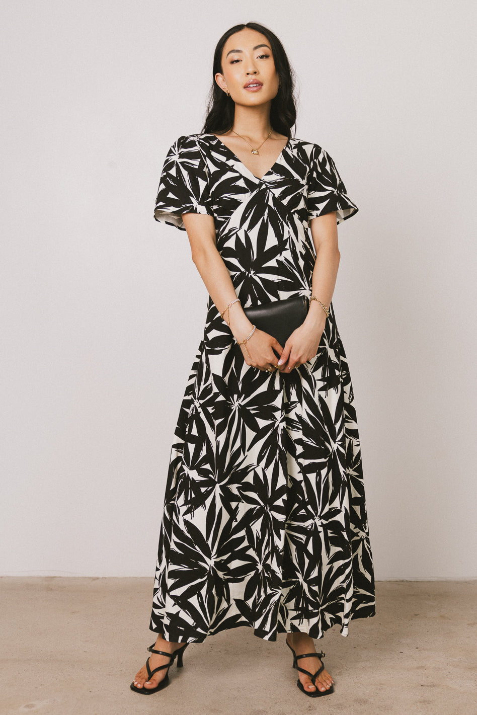 lined floral maxi dress