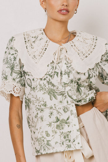 blouse with eyelet lace detail