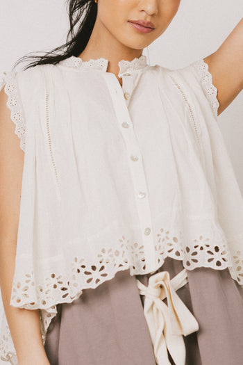 blouse with eyelet lace detail