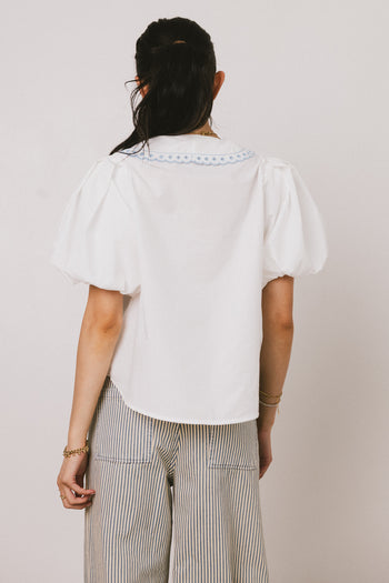 Lara Embroidered Blouse in Off White - FINAL SALE