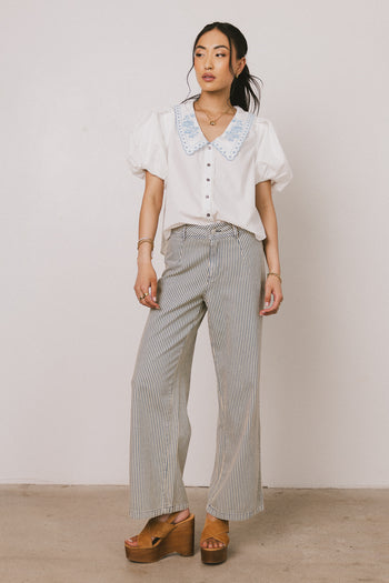 Lara Embroidered Blouse in Off White - FINAL SALE