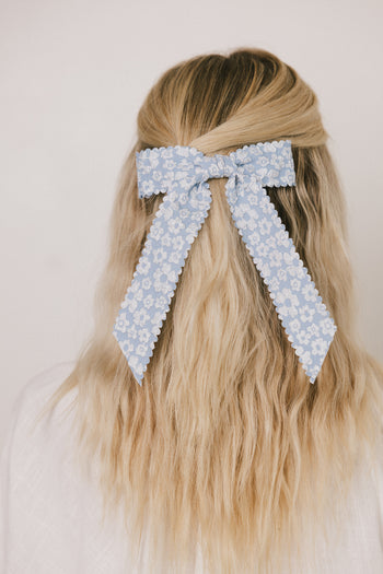 Ester Floral Bow in Blue - FINAL SALE