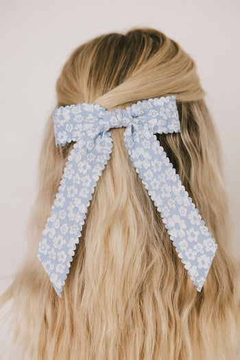 Ester Floral Bow in Blue - FINAL SALE