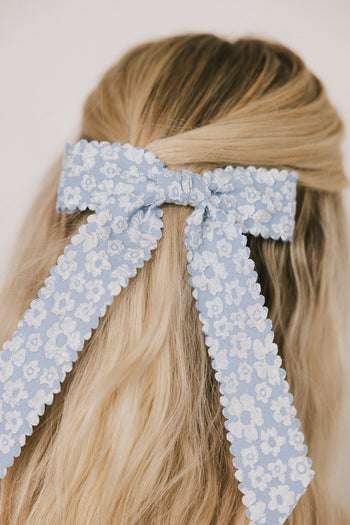 Ester Floral Bow in Blue - FINAL SALE
