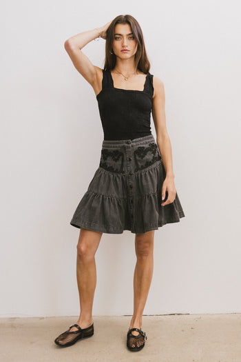 Skyler Tiered Mini Skirt in Black - FINAL SALE