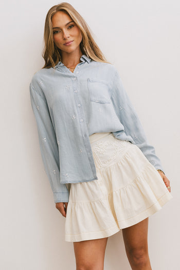 Skyler Tiered Mini Skirt in Cream - FINAL SALE