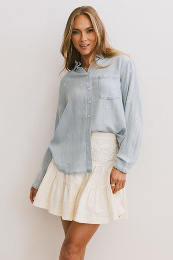 light wash denim button up