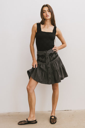 Skyler Tiered Mini Skirt in Black - FINAL SALE