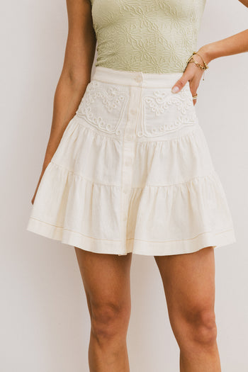 Skyler Tiered Mini Skirt in Cream - FINAL SALE