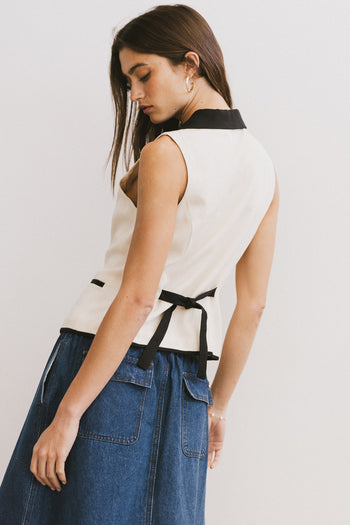 button front contrast top