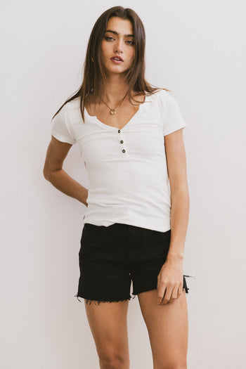 Henley Top in White