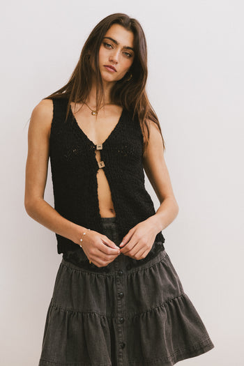 Jean Cardigan Vest in Black - FINAL SALE