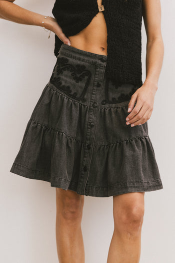 Skyler Tiered Mini Skirt in Black - FINAL SALE