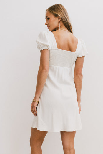 SMOCKED BACK DRESS WITH SQUARED NECKLINEING 