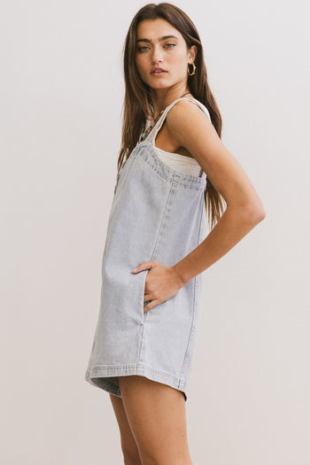 LIGHT WASH DENIM ROMPER