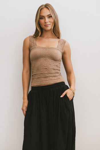 mocha square neck top