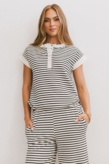 Zia Striped Top in Black - FINAL SALE