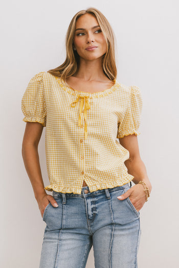 Dean Gingham Blouse in Yellow