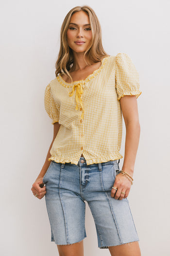 gingham top with front tie