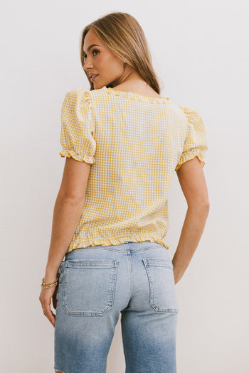 gingham blouse in yellow