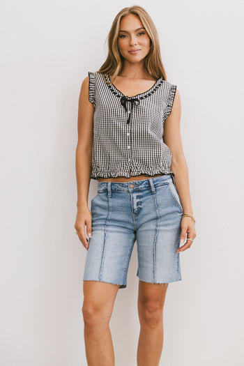 gingham top with buttons