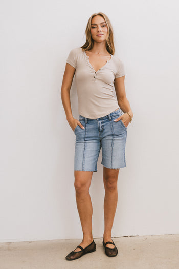  Henley Top in Taupe
