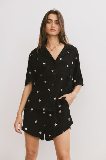 Elia Floral Shorts in Black - FINAL SALE