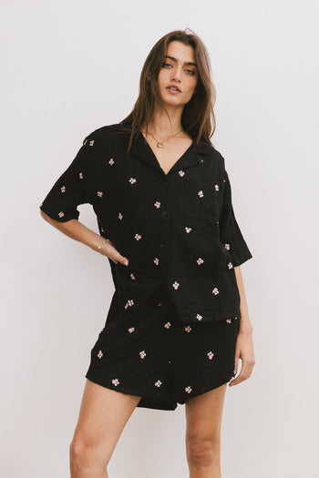 Elia Floral Shorts in Black - FINAL SALE