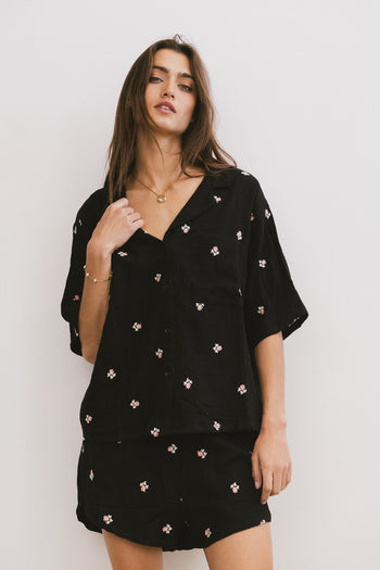 Elia Floral Blouse in Black - FINAL SALE