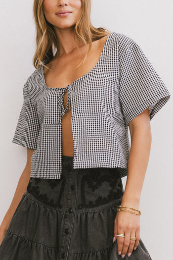 short sleeve gingham top
